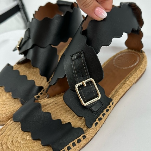 Chloe Lauren Scalloped Flat Espadrille Sandals - Picture 6 of 9